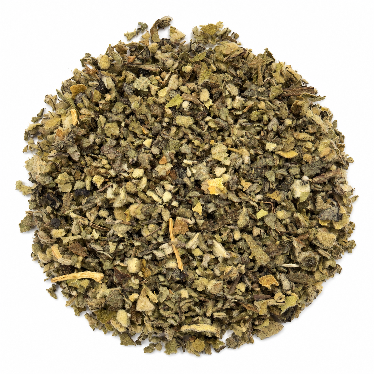 Dried cut mullein leaves on a white background