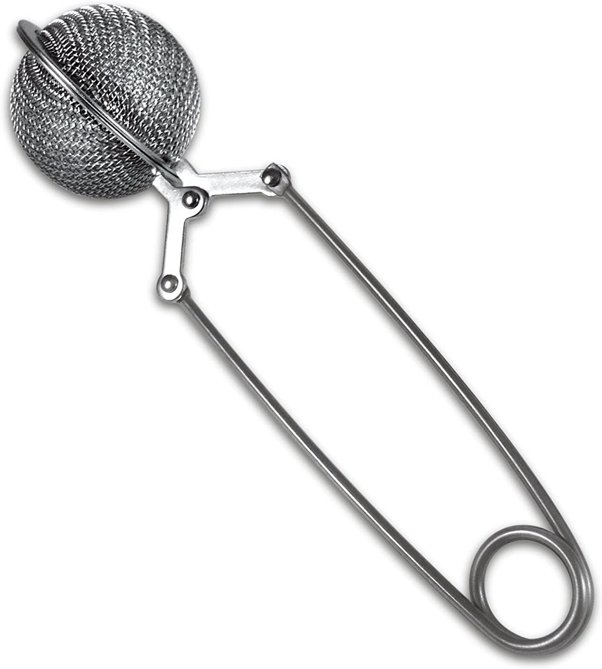The Bondi Beach Tea Co Clamp Style Tea Infuser features a scissor-style handle and mesh ball, perfect for brewing your favorite tea, elegantly showcased on a white background.